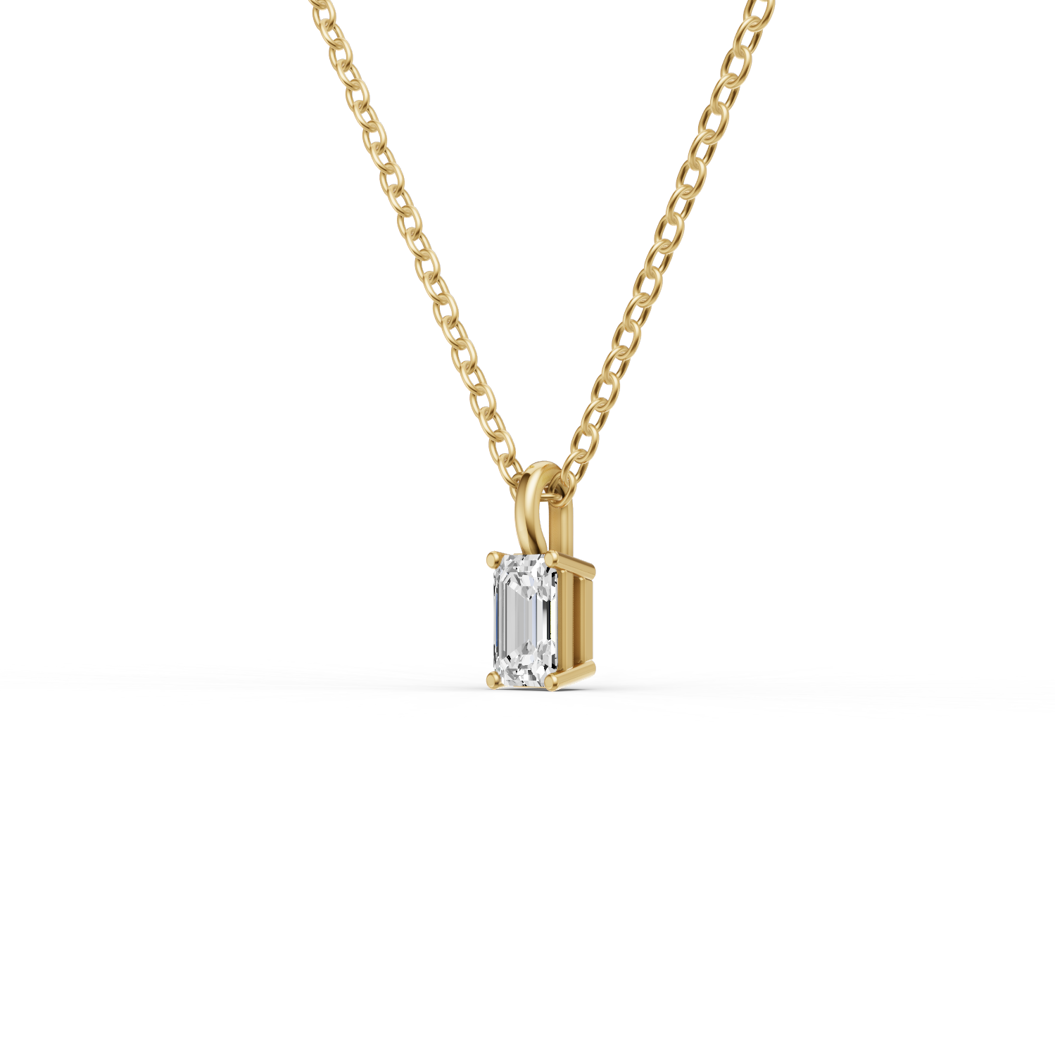 Lab Grown Emerald Cut Diamond Solitaire Pendant with Bail