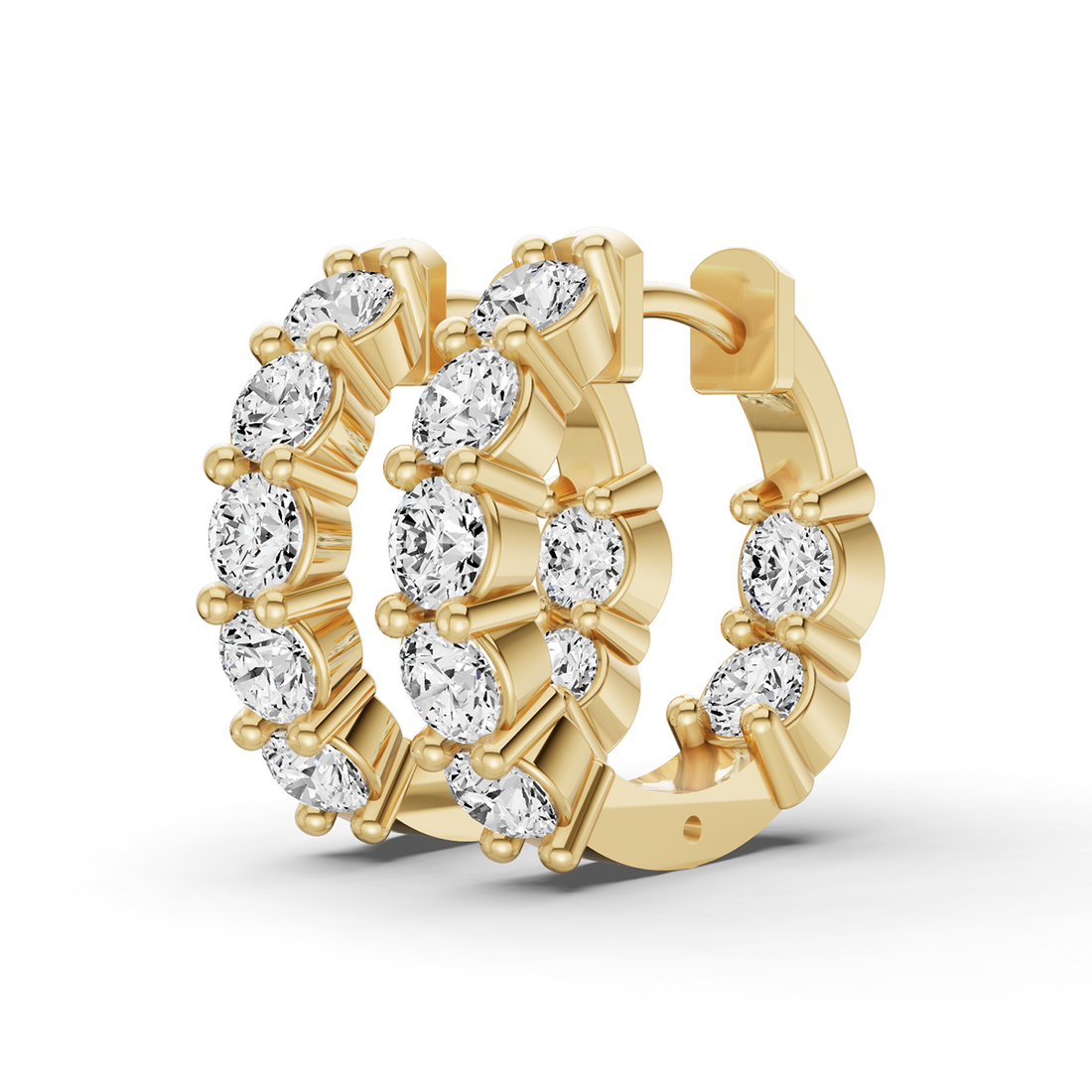 TW Lab Grown Diamond In and Out Huggie Hoop Earrings
