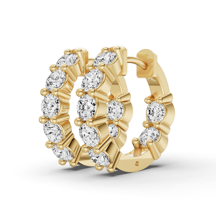 TW Lab Grown Diamond In and Out Huggie Hoop Earrings