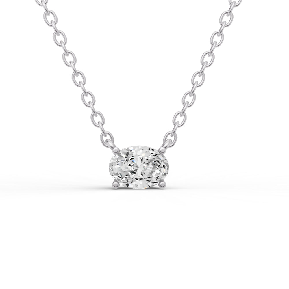 Lab Grown Floating Oval Shape Diamond Solitaire Pendant