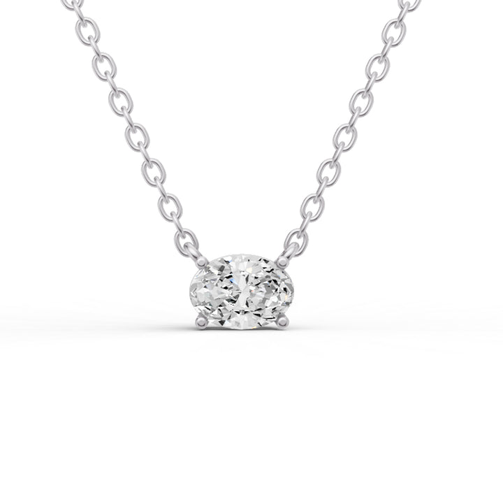 Lab Grown Floating Oval Shape Diamond Solitaire Pendant