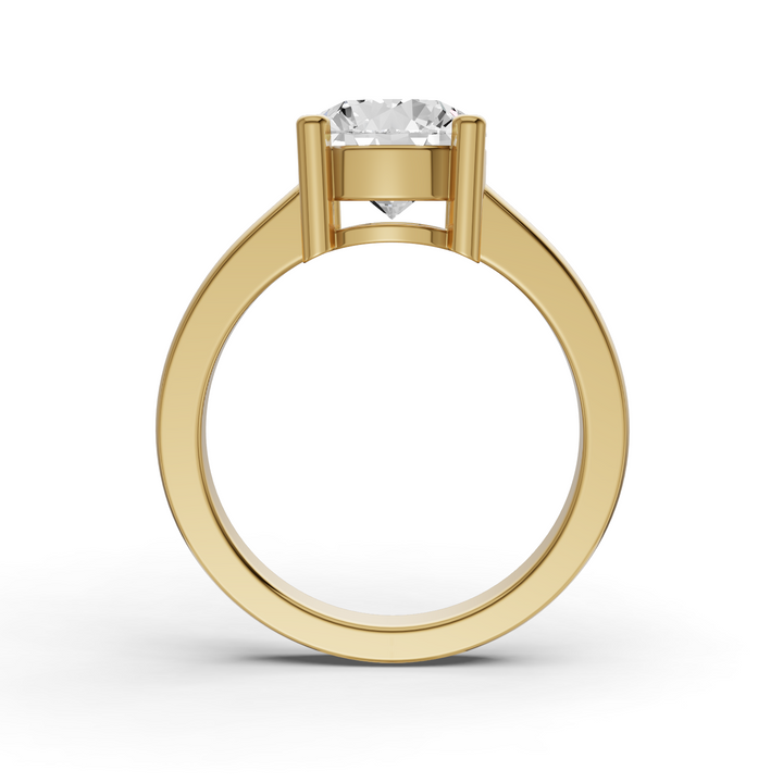 Round Cut Lab Grown Diamond Basket Regular Shank Solitaire Ring - 14K Yellow Gold