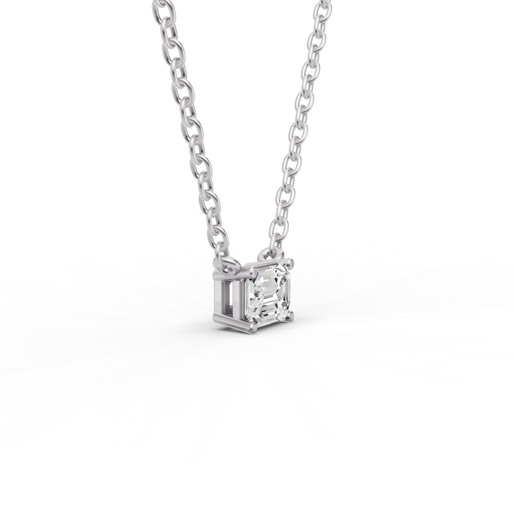 Lab Grown Floating Emerald Shape Diamond Solitaire Pendant