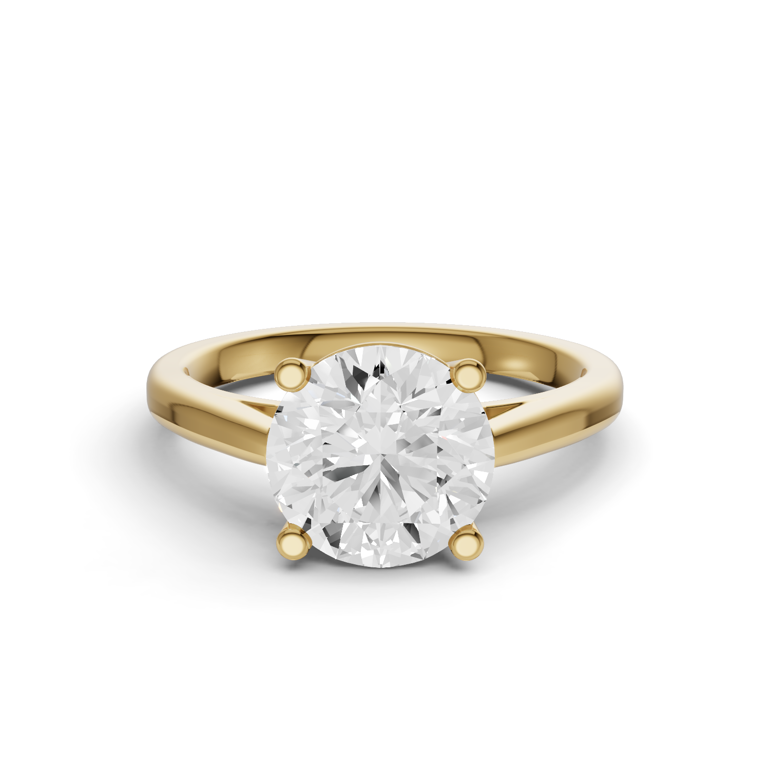 Round Cut Lab Grown Diamond Basket Split Shank Solitaire Ring - 14K Yellow Gold