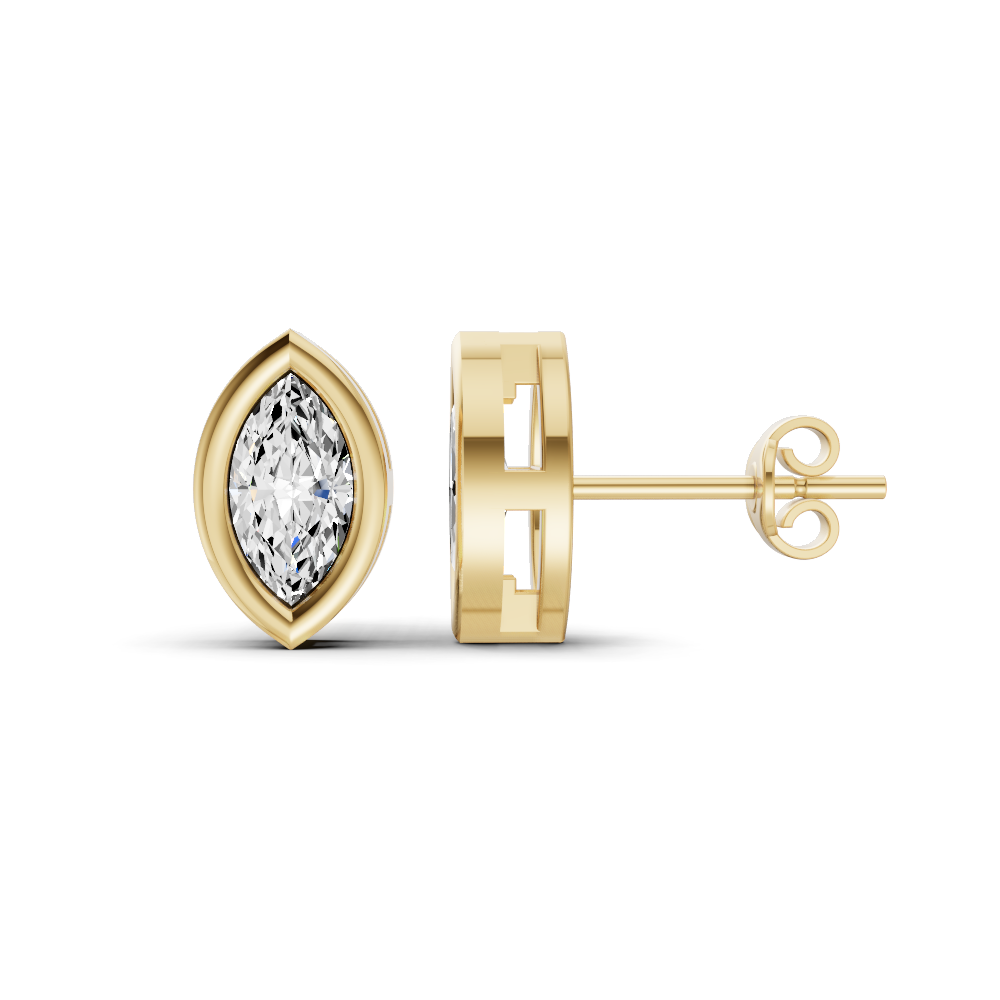 Lab Grown Marquise Shape Diamond Solitaire Earrings with Bezel Setting
