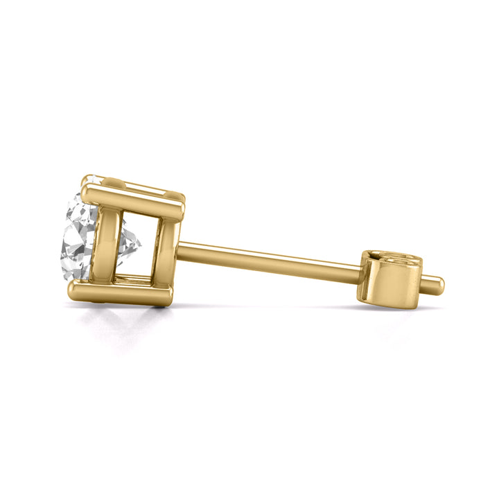 Round Lab Grown Diamond Solitaire Stud Earrings with Basket Setting Pushbacks