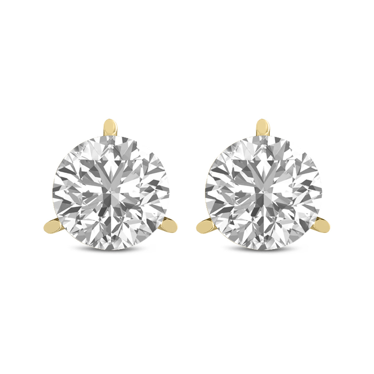 Martini-Set Round Lab Grown Diamond Solitaire Stud Earrings with Pushback
