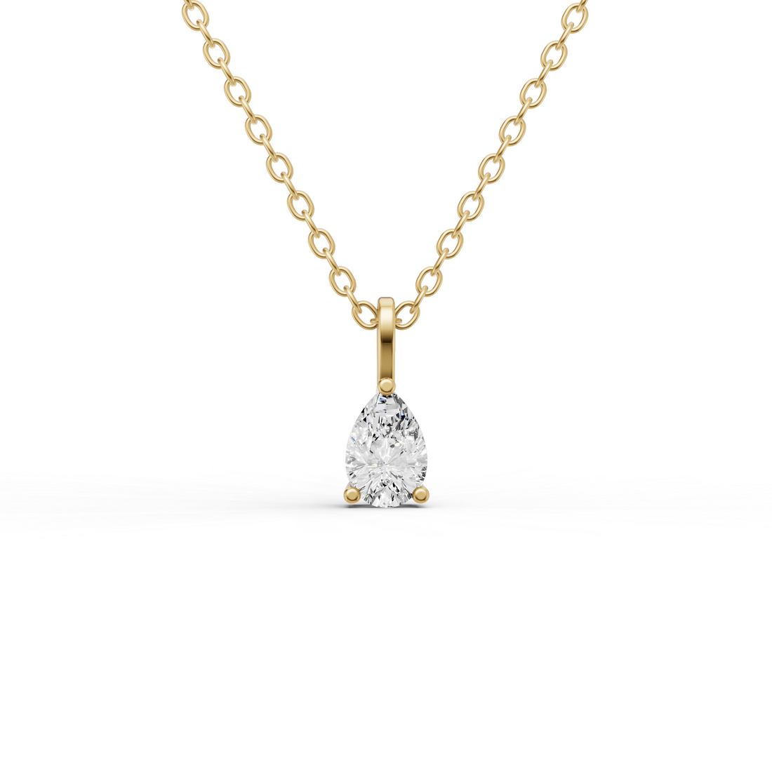 Lab Grown Pear Shape Diamond Solitaire Pendant with Bail