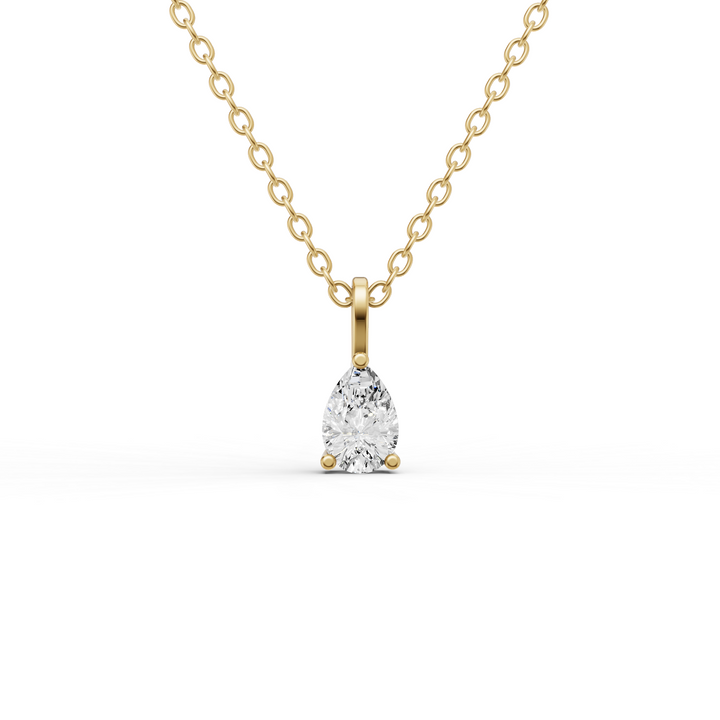 Lab Grown Pear Shape Diamond Solitaire Pendant with Bail