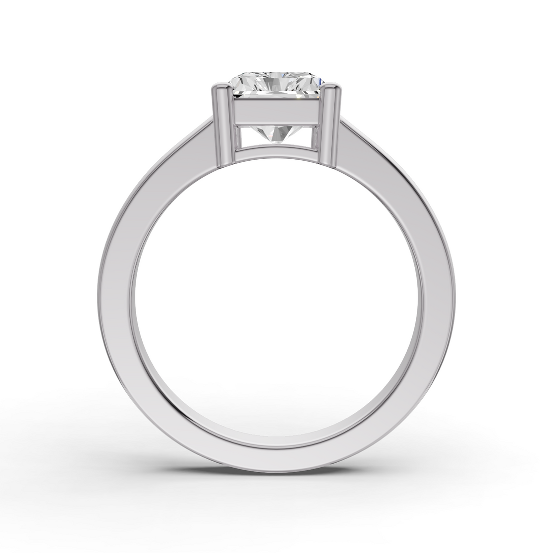 Radiant Cut Lab Grown Diamond Basket Regular Shank Solitaire Ring - 14K White Gold