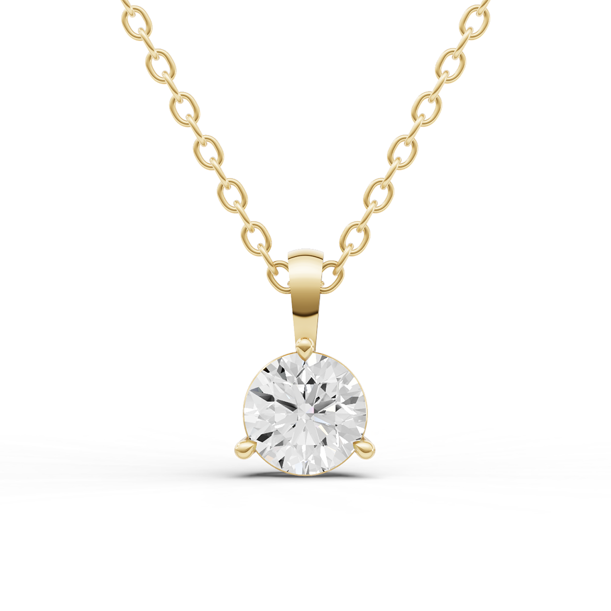 3 Prong Martini Lab Grown Diamond Solitaire Pendant