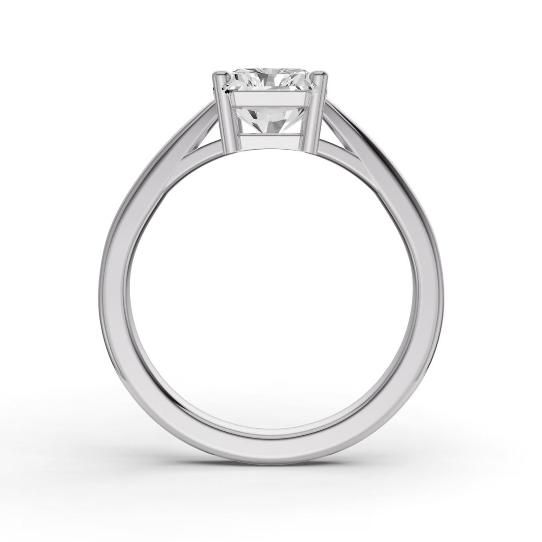 Radiant Cut Lab Grown Diamond Basket Split Shank Solitaire Ring - 14K White Gold