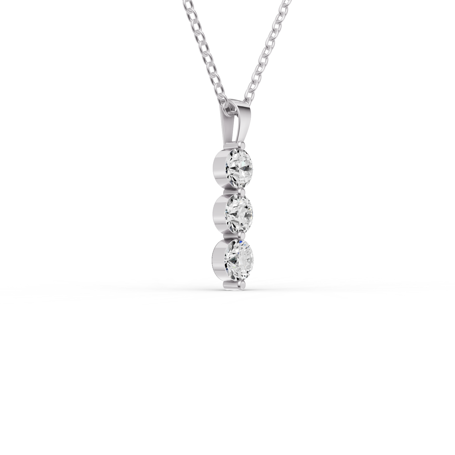 Round Lab Grown Diamond Three Stone Snow Pendant