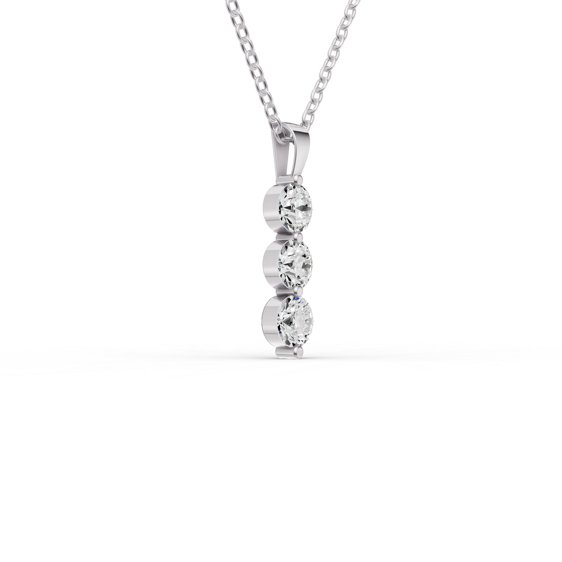 Round Lab Grown Diamond Three Stone Snow Pendant