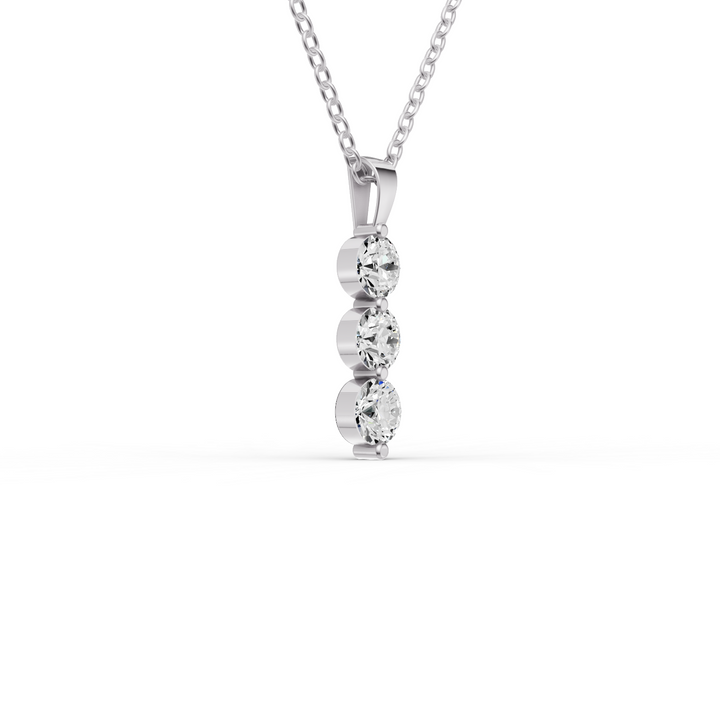 Round Lab Grown Diamond Three Stone Snow Pendant