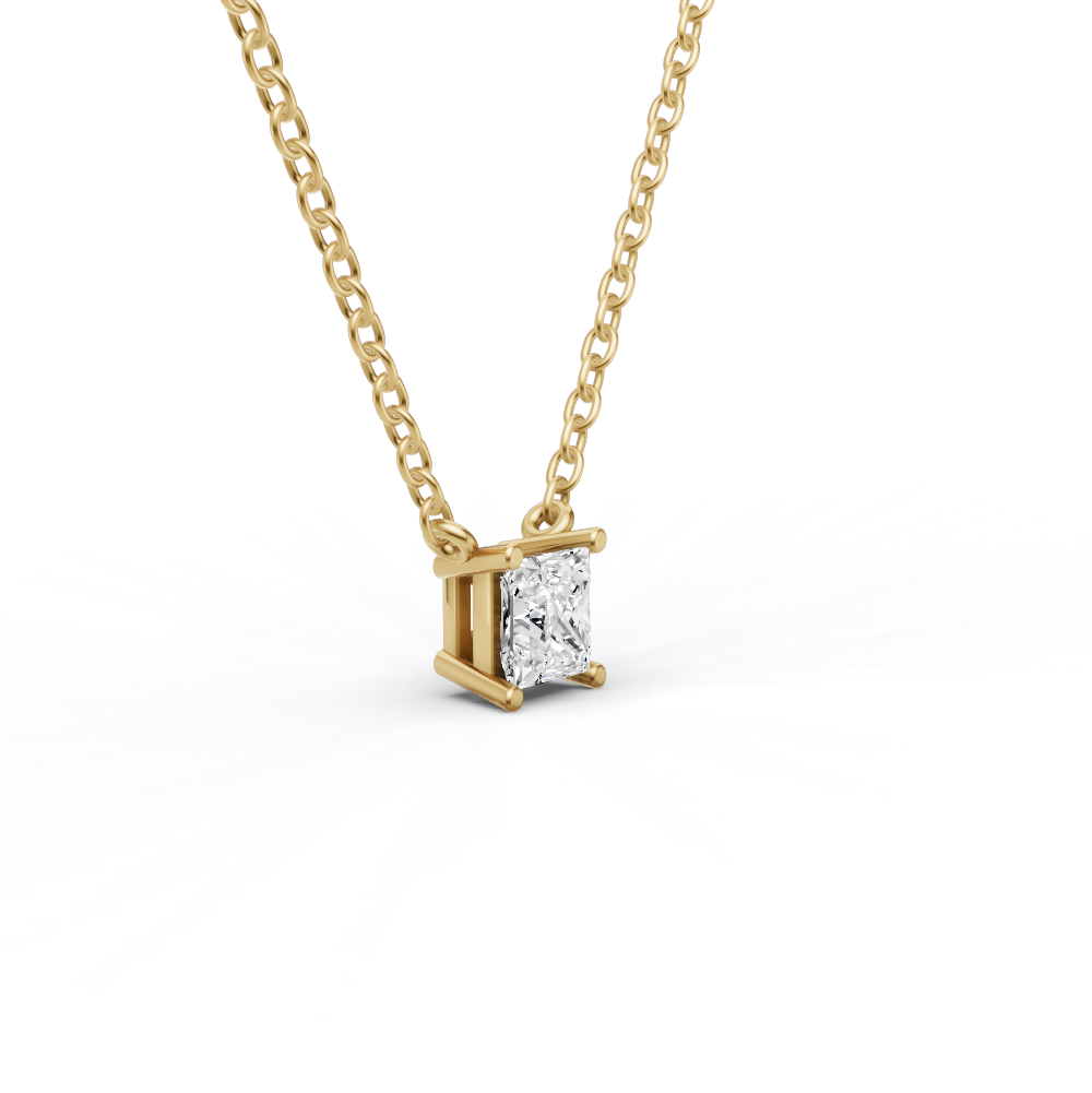 Lab Grown Floating Princess Cut Diamond Solitaire Pendant
