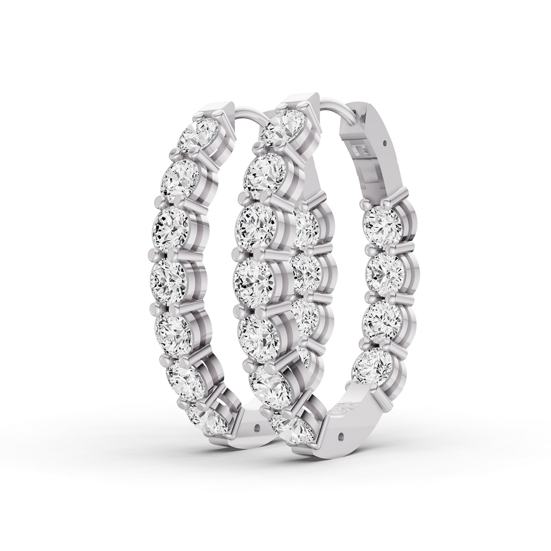 TW  Lab Grown Diamond Oval Shape In & Out Hoop Earrings