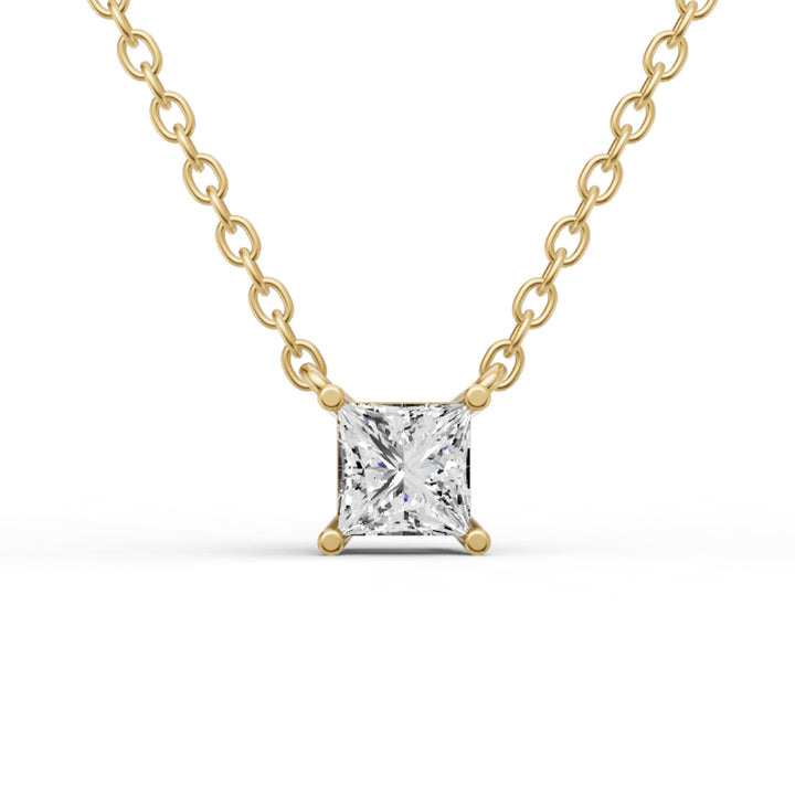 Lab Grown Floating Princess Cut Diamond Solitaire Pendant