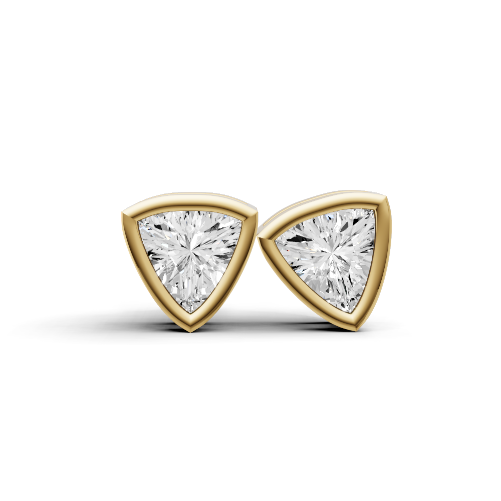 Lab Grown Trillion Shape Diamond Solitaire Earrings with Bezel Setting