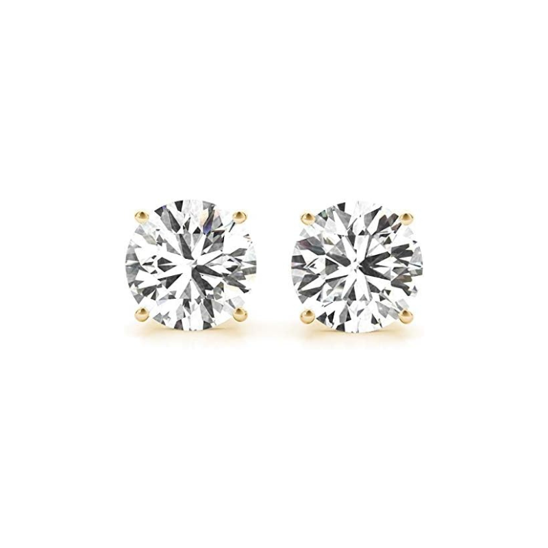 14K white gold earrings, round diamond studs, lab-grown diamonds, ethical jewelry, diamond earrings F-G-H color, VS2-SI1 clarity, screw-back earrings, solitaire diamond studs, white gold jewelry, classic stud earrings, 14K gold diamond earrings, timeless earrings, ethical diamond studs, diamond gift for her, elegant diamond earrings.
