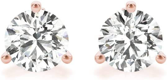 2 Carat - 6 Carat | 14K Gold | IGI Certified Lab Grown Solitaire Diamond Stud Earrings | 3 Prong Martini | Lab Grown  Round Diamonds Stud Earring for women | F-G Color, VS1-VS2 Clarity