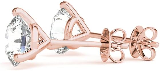 2 Carat - 6 Carat | 14K Gold | IGI Certified Lab Grown Solitaire Diamond Stud Earrings | 3 Prong Martini | Lab Grown  Round Diamonds Stud Earring for women | F-G Color, VS1-VS2 Clarity
