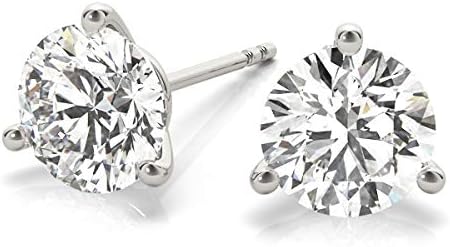 2 Carat - 6 Carat | 14K Gold | IGI Certified Lab Grown Solitaire Diamond Stud Earrings | 3 Prong Martini | Lab Grown  Round Diamonds Stud Earring for women | F-G Color, VS1-VS2 Clarity