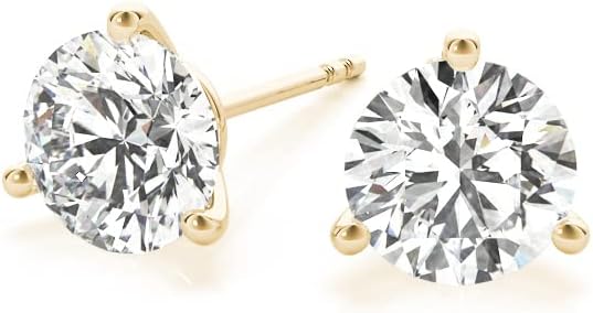 2 Carat - 6 Carat | 14K Gold | IGI Certified Lab Grown Solitaire Diamond Stud Earrings | 3 Prong Martini | Lab Grown  Round Diamonds Stud Earring for women | F-G Color, VS1-VS2 Clarity