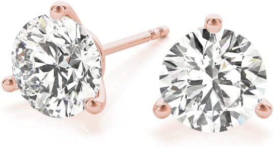2 Carat - 6 Carat | 14K Gold | IGI Certified Lab Grown Solitaire Diamond Stud Earrings | 3 Prong Martini | Lab Grown  Round Diamonds Stud Earring for women | F-G Color, VS1-VS2 Clarity