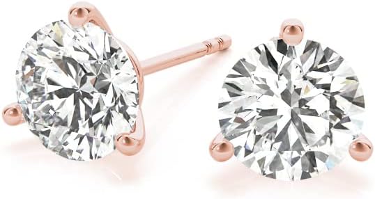 2 Carat - 6 Carat | 14K Gold | IGI Certified Lab Grown Solitaire Diamond Stud Earrings | 3 Prong Martini | Lab Grown  Round Diamonds Stud Earring for women | F-G Color, VS1-VS2 Clarity
