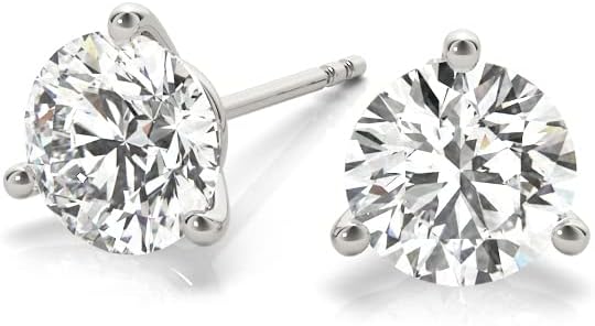 2 Carat - 6 Carat | 14K Gold | IGI Certified Lab Grown Solitaire Diamond Stud Earrings | 3 Prong Martini | Lab Grown  Round Diamonds Stud Earring for women | F-G Color, VS1-VS2 Clarity