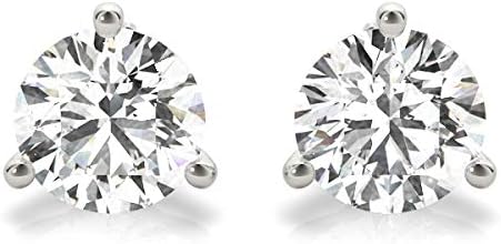 2 Carat - 6 Carat | 14K Gold | IGI Certified Lab Grown Solitaire Diamond Stud Earrings | 3 Prong Martini | Lab Grown  Round Diamonds Stud Earring for women | F-G Color, VS1-VS2 Clarity