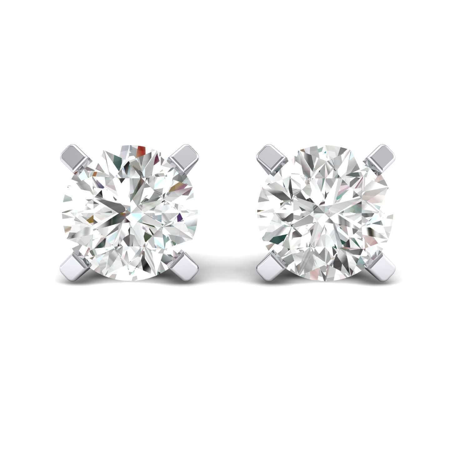 Round Diamond Stud Earrings  - A Quality, Secure ScrewBack, 14K Gold