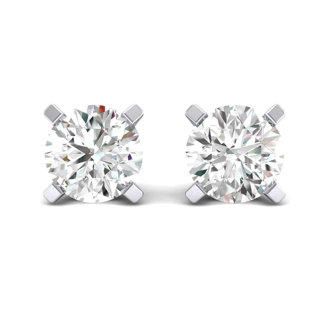 Round Diamond Stud Earrings  - A Quality, Secure ScrewBack, 14K Gold