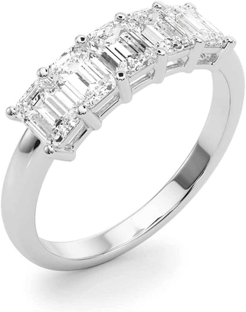 5 Stone Emerald Lab Diamond Ring 