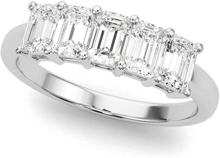 5 Stone Emerald Lab Diamond Ring 