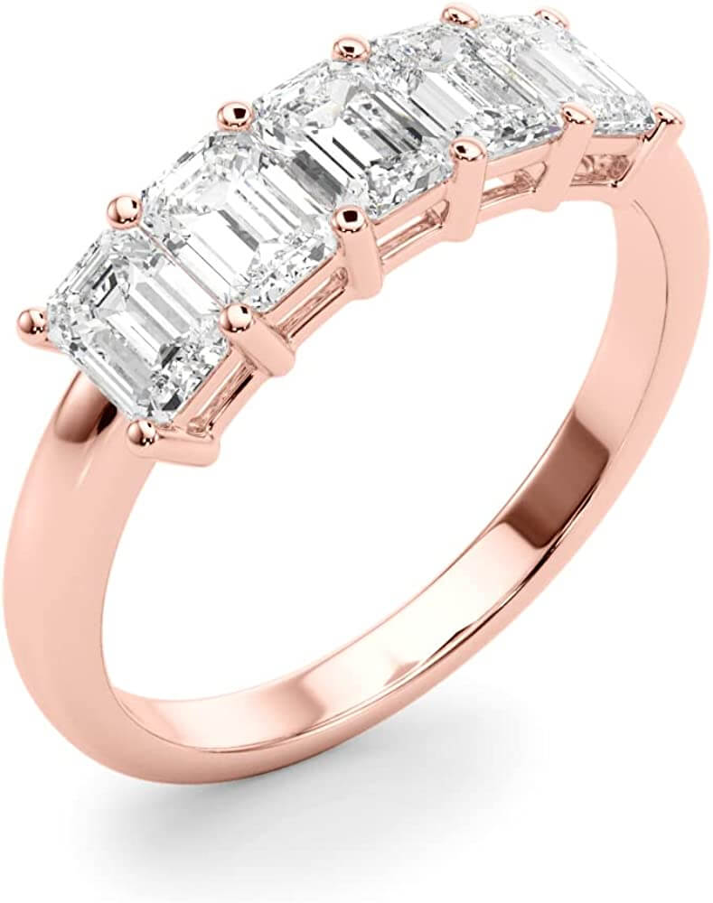 5 Stone Emerald Lab Diamond Ring 