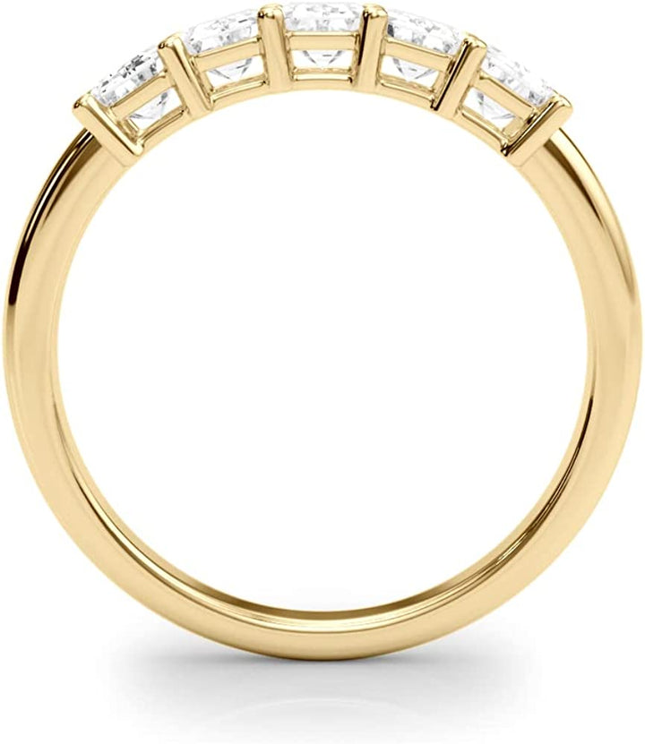 5 Stone Emerald Lab Diamond Ring 