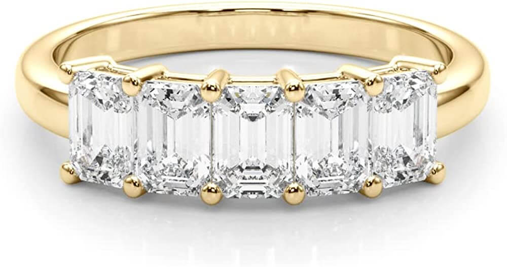 5 Stone Emerald Lab Diamond Ring 