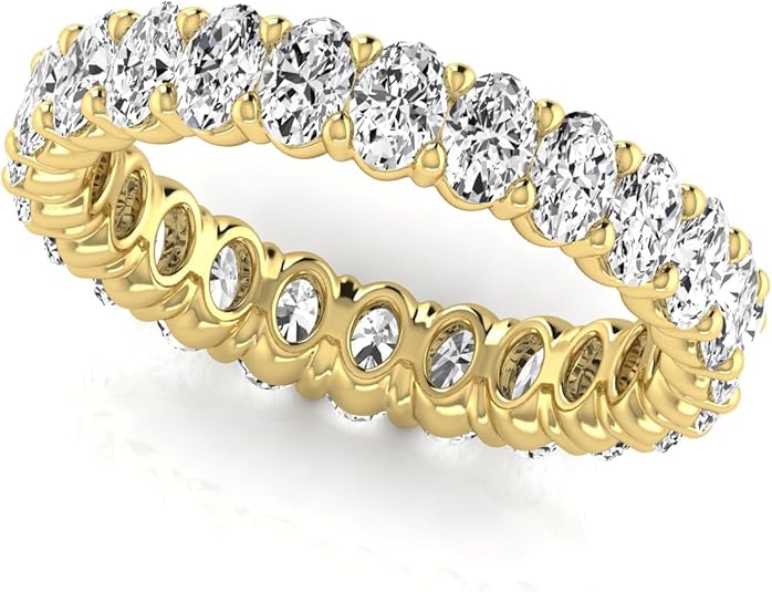 Jewels by Ray Dimoand 14K Oval Cut Lab Grown Diamond Eternity Band Elegant & Timeless Design | 14K Gold, Stone Size-0.10 | E-F Color, VS-SI Clarity | 30 Day Free Return