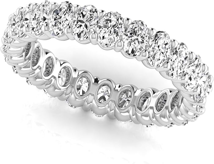 Jewels by Ray Dimoand 14K Oval Cut Lab Grown Diamond Eternity Band Elegant & Timeless Design | 14K Gold, Stone Size-0.10 | E-F Color, VS-SI Clarity | 30 Day Free Return