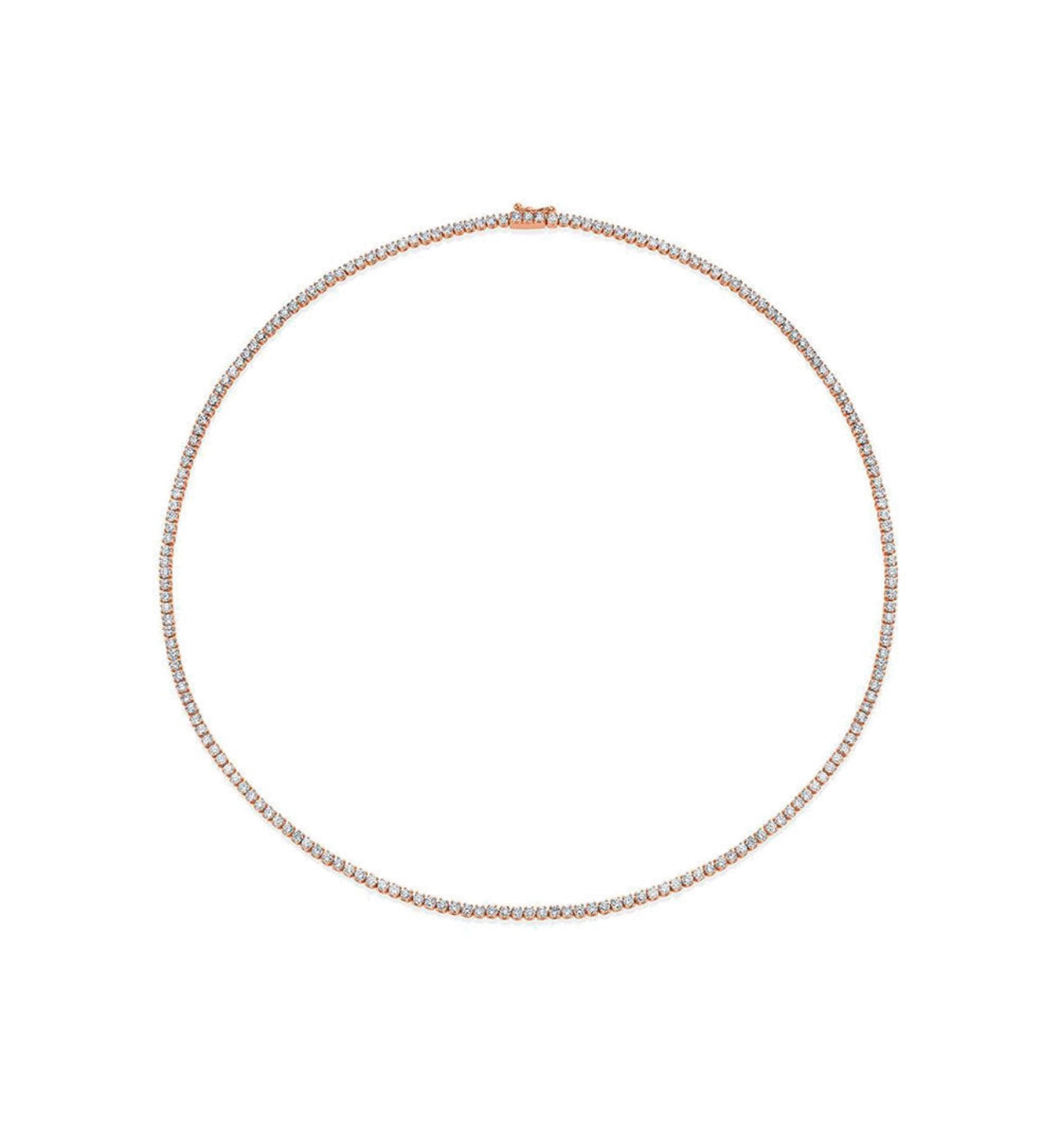 White gold diamond tennis necklace. Women’s diamond necklace in 14k white gold. 14k white gold diamond necklace