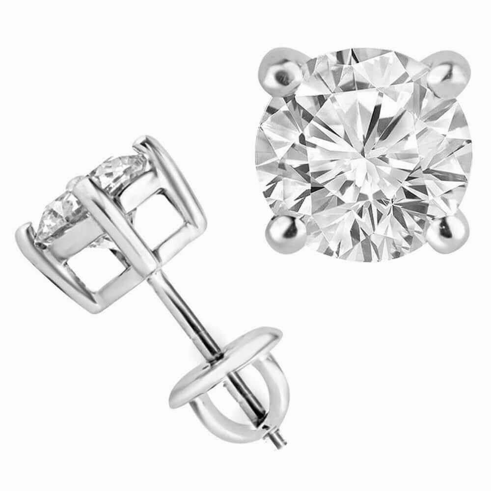 Round Diamond Stud Earrings - A Quality, Secure ScrewBack