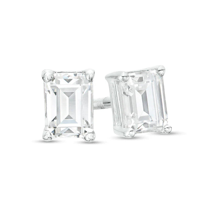 2 Carat- 6 Carat Emerald Cut Diamond Earrings. Emerald Cut Diamond Studs. 2 Carat F VS Emerald Diamond Stud Earrings