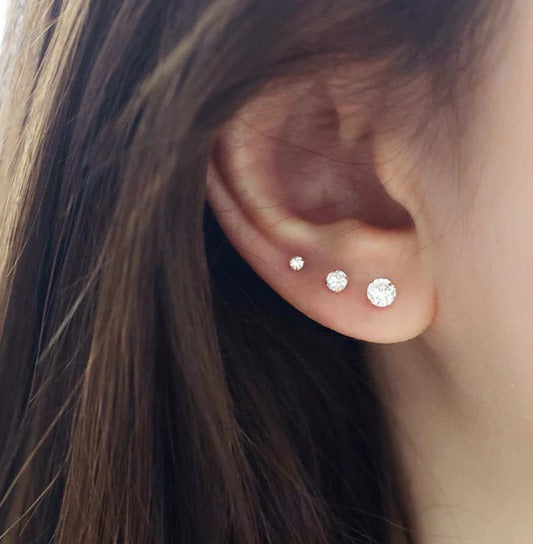 Round Diamond Stud Earrings - A Quality, Secure ScrewBack