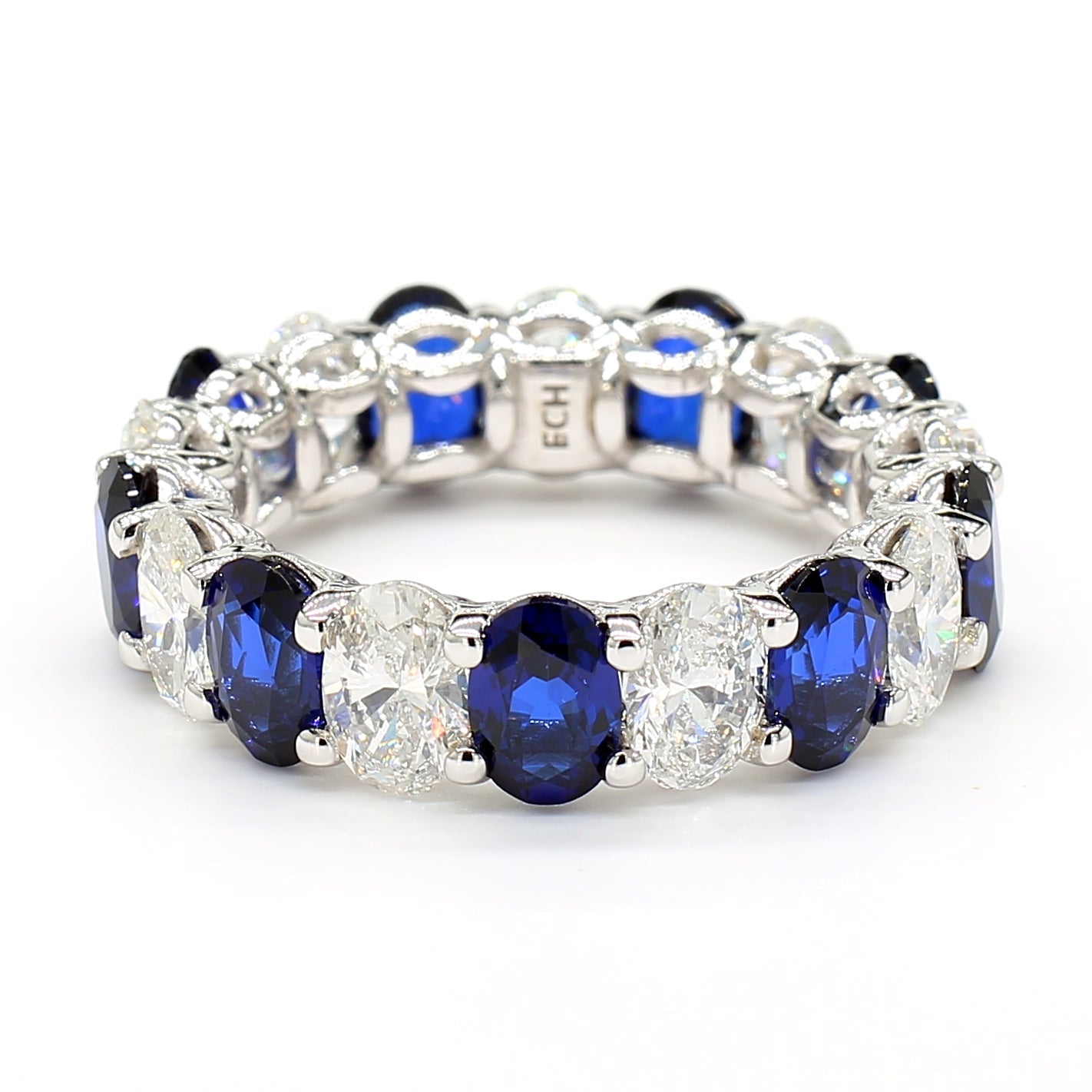 Jewels by Ray 14K White Gold Eternity Band Ring Pear-Shaped and Diamonds for Women