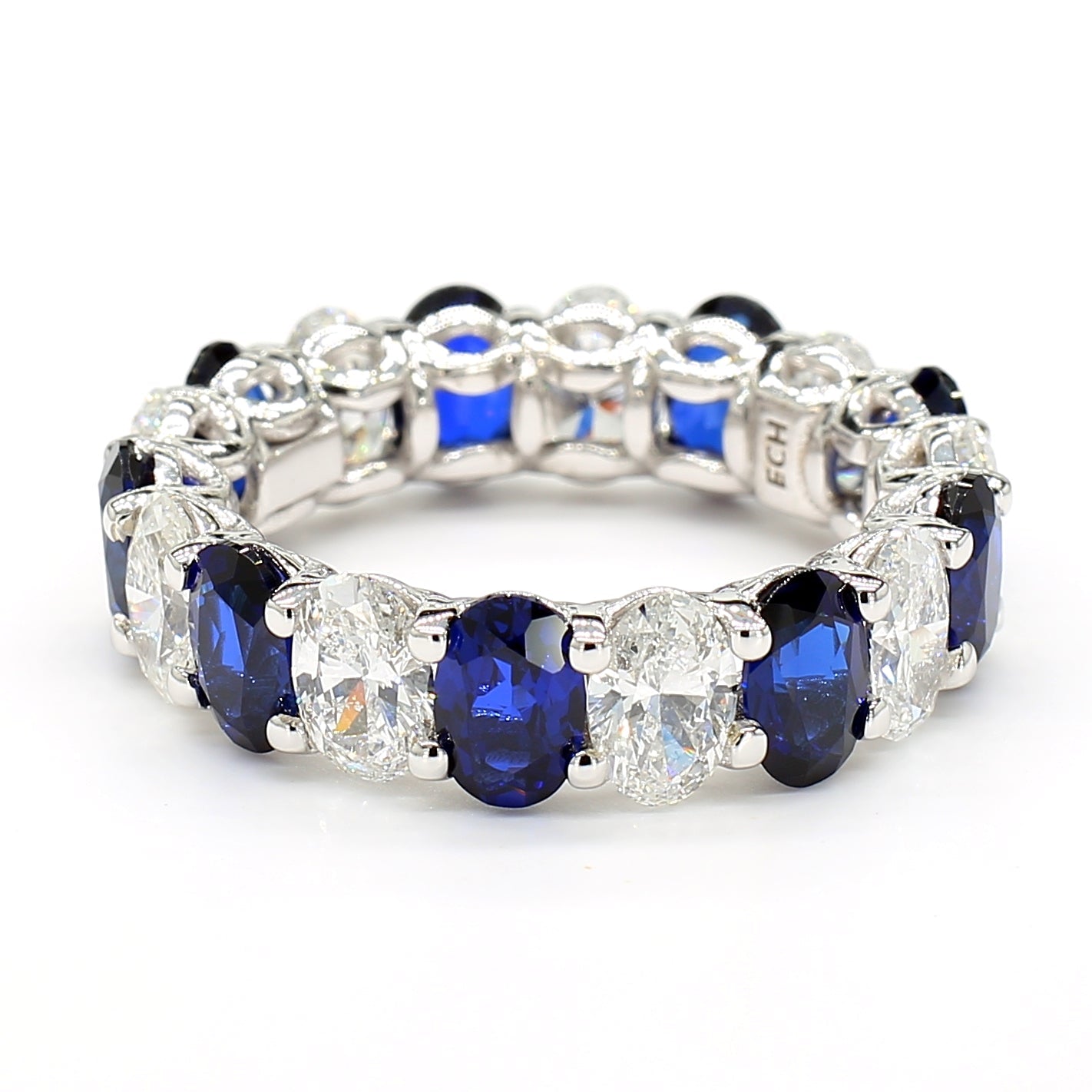Jewels by Ray 14K White Gold Eternity Band Ring Pear-Shaped and Diamonds for Women