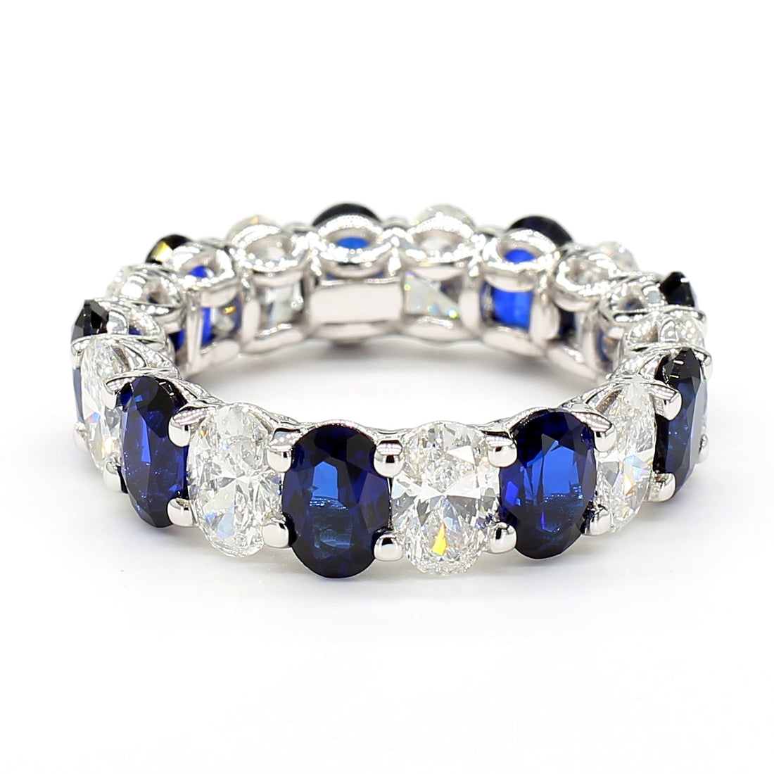 Jewels by Ray 14K White Gold Eternity Band Ring Pear-Shaped and Diamonds for Women