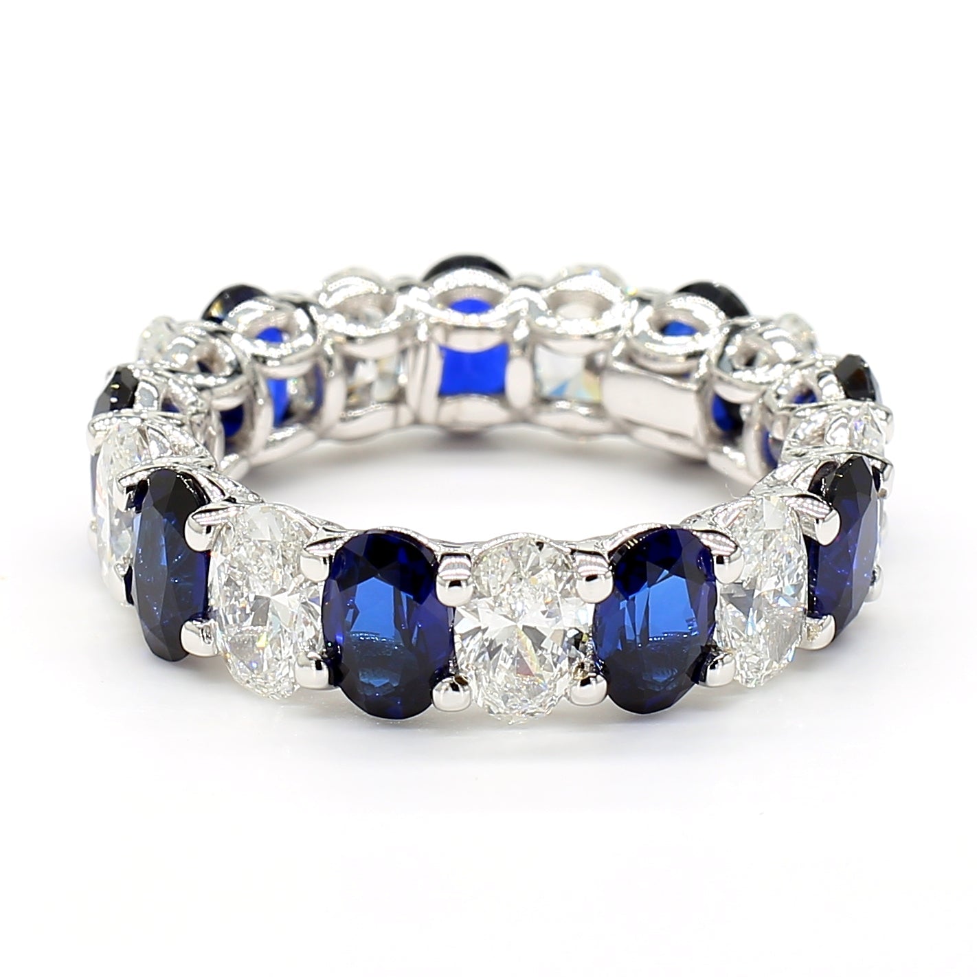 Jewels by Ray 14K White Gold Eternity Band Ring Pear-Shaped and Diamonds for Women