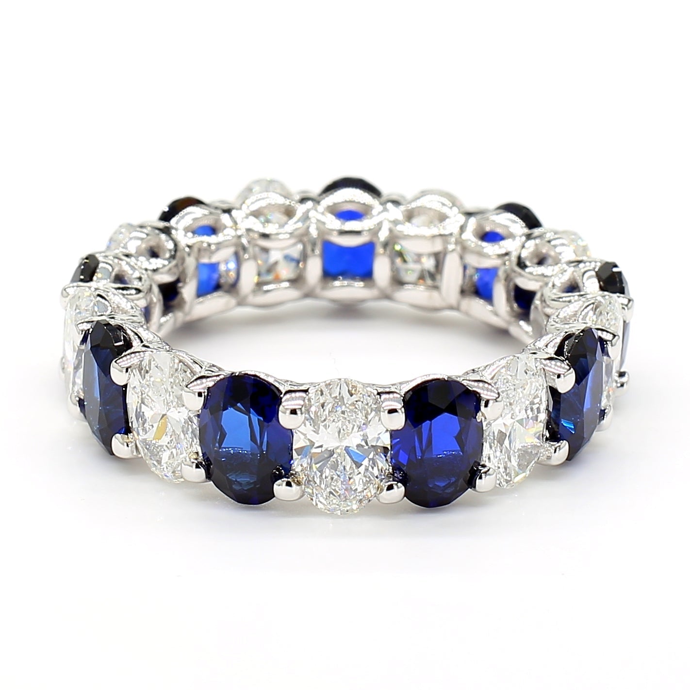 Jewels by Ray 14K White Gold Eternity Band Ring Pear-Shaped and Diamonds for Women